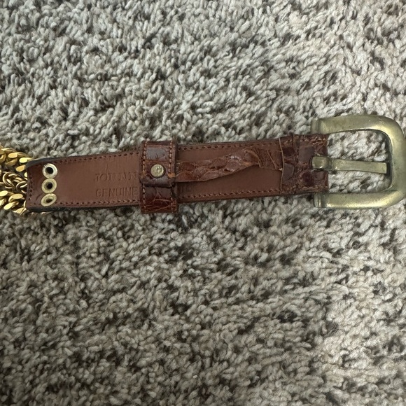 Johnny Farah vintage Brown Leather Belt with Gold Chain - Picture 2 of 6